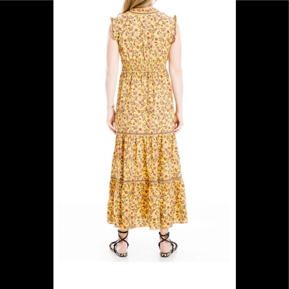 Max Studio Women's Crepe Sleeveless Ruffle Neck Tiered Maxi Dress / S - Picture 5 of 12